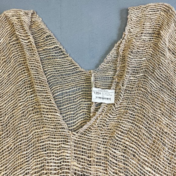 Monserat De Lucca Poncho Womens OS Beige Morely Delray Sanchez Long Woven Knit - Picture 2 of 8